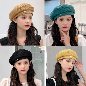  2021 Yeni Yaz Şapka Keten Bere Kadın Ins Kore Versiyonu Japon Retro İngiliz Ressam Şapka kadın Kap Bayanlar Net Şapka