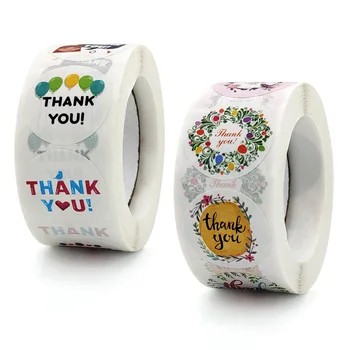  25mm Teşekkür Ederim Çıkartmalar Çiçek Karikatür Çıkartmalar El Yapımı DIY Hediye Paketleme Dekor Sızdırmazlık Etiketleri Kırtasiye Malzemeleri