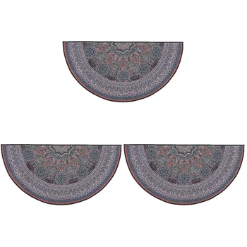  3 adet Bohem Tarzı Halı Yarım Yuvarlak zemin matı Vintage giriş kapısı paspası Mandala desenli Halı