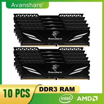  Avanshare 10 adet Lot Ram bellek DDR3 4 GB 8 GB 1600 MHz 1333 MHz PC3-10600 12800 DIMM masaüstü 240 Pins 1.5 V OLMAYAN ECC ısı emici ile