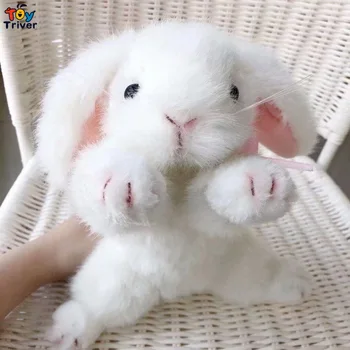  Kawaii Beyaz Tavşan Tavşan peluş oyuncaklar Doldurulmuş Hayvanlar Bebek Ev Odası Dekor Bebek Çocuk Çocuk Kız Yetişkin Doğum Günü Hediyeleri El Sanatları