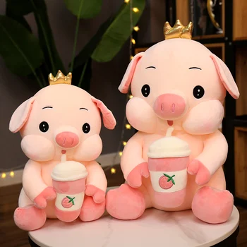  Kawaii Suyu Süt Çay Domuz peluş oyuncak Doldurulmuş Hayvanlar bebek oyuncakları Çocuk Oyuncak Kız Yılbaşı Hediyeleri Oyuncaklar Çocuklar için Ev Dekor
