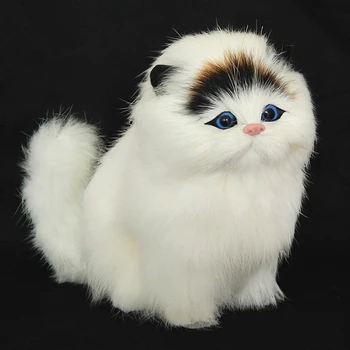 Oyuncaklar Simülasyon kediler Uzun İpeksi Peluş sevimli Beyaz kedi Siyah kedi Komik Bebek Yetişkinler ve çocuklar için doğum günü hediyesi Dekorasyon