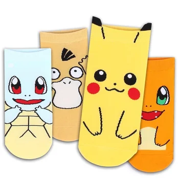  Pokemon Anime Pikachu Carby Kişilik Pamuk Trend Tekne Çorap Nefes Sığ Çorap Pamuk Çorap Kawaii Yılbaşı Hediyeleri