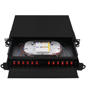 Raf Montaj fiber sonlandırma kutusu patch panel optik dağıtım çerçevesi ODF FC 12 çekirdekli pigtail Pull-out terminal kutusu