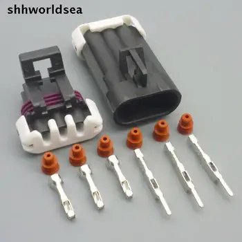  shhworldsea 1 takım 3 Pin Siyah Oto Konektörü 150 Sıcaklık Sensörü Erkek Dişi Su Geçirmez Fiş 12129615 12110293