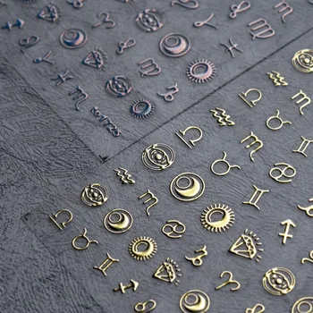  1 adet 5D Kazınmış Bronzlaşmaya Gümüş Altın Takımyıldızı Tırnak Sticker Nail Art dekorasyon çıkartmaları DIY Transferi Çıkartmaları İpuçları Manikür