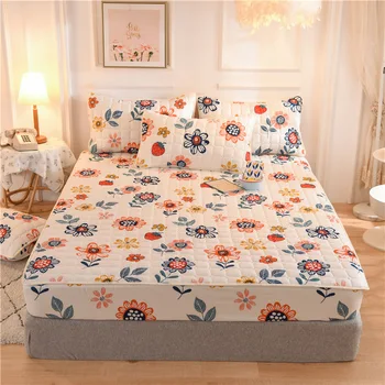  1 ADET Baskı klip Pamuk yatak örtüsü 1.5 M 1.8 M kral yatak yatak ev dekor çiçek yatak pedi çift kişilik yatak örtüsü