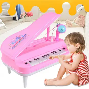  1 Takım 23 Anahtar Piyano Oyuncak mikrofon ile LED ışıkları plastik çocuk piyano klavyesi Erken eğitici oyuncak eğlence için