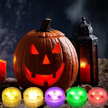  10 adet/grup Cadılar Bayramı Mini LED kabak ışıkları pil kumandalı Jack-O-fener ışıkları uzaktan kumanda ile Cadılar bayramı kabak süslemeleri