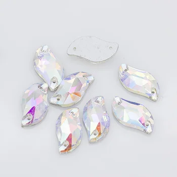  10x20mm S şekli Kristal AB dikmek cam Taş Dikmek Rhinestone jewels 2 delikli düğmeler kristal boncuklar şapkalar ayakkabı elbise trim