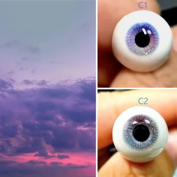 14mm BJD Bebek Alçı Gözbebekleri Renkli Bulut Serisi Bebek Gözler 1 Çift