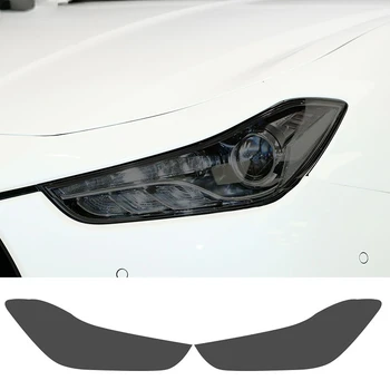  2 Adet Araba Far koruyucu film Ön ışık Şeffaf Füme Siyah TPU Sticker Maserati Ghibli İçin 2014-2021 Aksesuar