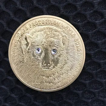  2 adet Ayı elmas gözler yaban hayatı hayvan Moğolistan 24K altın kaplama 40 mm hatıra dekorasyon sikke