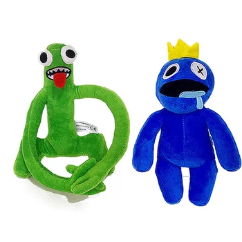  2 adet Gökkuşağı Arkadaşlar Peluş Seti Oyuncaklar 28 cm Mavi X Yeşil Peluş Karikatür Oyun Karakteri Bebek Kawaii Mavi Canavar Yumuşak Dolması