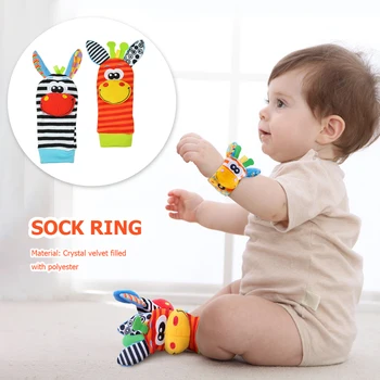 2 Adet LeLe Bebek Yenidoğan Bebek Çıngırak Peluş çorap Yumuşak kol saati kayışı Çorap Yumuşak Sevimli Karikatür bebek Askısı Duyusal Oyuncaklar