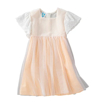  2 İla 7 Yıl Çocuk Kız Örgü Patchwork Prenses Elbise 2022 Yaz Yeni çocuk elbiseleri Ekose, #6797