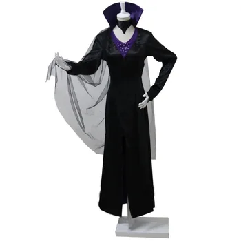  2018 Cadılar Bayramı Kadın Cosplay Parti Kostüm Maleficent Elbise Gotik uzun elbise Cadı Vampir Karnaval Kostümleri İle Yaka