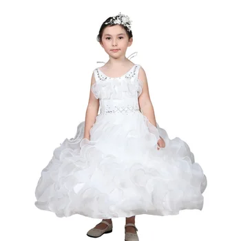  2020 yeni moda çocuk giyim çocuk elbise düğün çiçek kız beyaz prenses