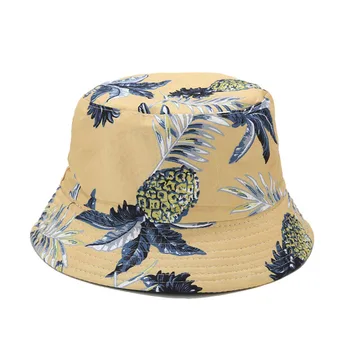  2021 Baskı Pamuk Ananas Kova Şapka Balıkçı Şapka Açık Seyahat Şapka güneşlikli kep Şapka Erkekler ve Kadınlar için 354