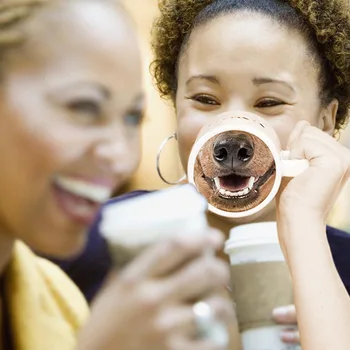  2021 Yeni Sıcak satış Yaratıcı Komik Köpek Burun Fincan Sevimli Hayvan Stereo seramik fincan Yaratıcı Basit Kahve çiftler için kupa