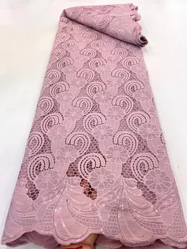  2022 Sıcak Satış Nijeryalı Afrika Pamuk Dantel Kumaş Soğan renk Yüksek Kaliteli İsviçre vual dantel Yumruk Örgü Pamuk düğün elbisesi