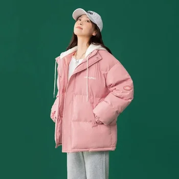  2022 Yeni kadın Parkas Kış Ceket Gevşek Uzun Kollu Ekmek Giysileri İnce Kapşonlu Kadın Ceket Pamuk Yastıklı Parka Dış Giyim
