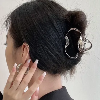  2022 Yeni Kadın Zarif Altın Gümüş Renk İçi Boş Geometrik Metal Saç Pençe Saç Klipleri Kafa Bandı Saç Tokası moda saç aksesuarları