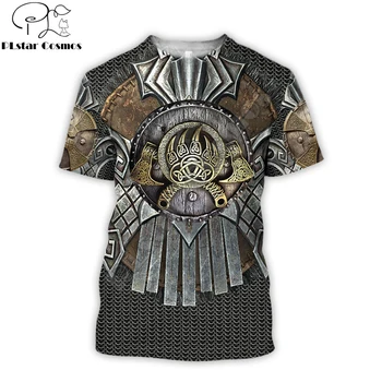  2022 Yeni Yaz Vikings Zırh T-shirt Zincir Zırh 3D Baskı Erkekler Rahat kısa Kollu Tee gömlek Unisex Cosplay Tee Tops TX-41