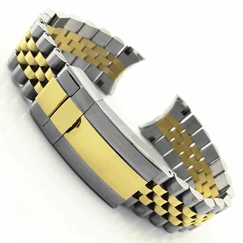  20mm Gümüş / altın Katı Kavisli Son Katı Vida Bağlantıları saat kayışı Jubilee kayışı Rolex İzle