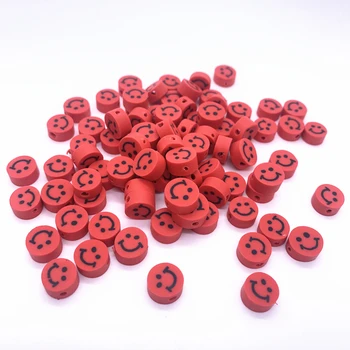  30 adet 10mm Kırmızı Gülen Boncuk Polimer Kil Spacer dağınık boncuklar Takı Yapımı İçin DIY El Yapımı Takı El Sanatları # 04