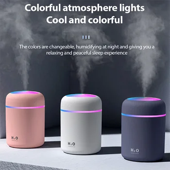  300 ml taşınabilir nemlendirici aromaterapi aromalı uçucu yağ Difüzör hava nemlendirici Mini USB serin Mist Maker İle renkli ışık