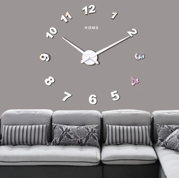  3D DIY Büyük duvar saati Akrilik ayna çıkartmaları Arapça Sayısal Büyük duvar saati s Oturma Odası için Büyük Boy Dijital saat ev dekoru