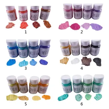 4 Adet / takım Sedefli Pigment, 10g / şişe DIY Kristal Epoksi Sedefli Toz İnce Malzeme Mika Glitter Kristal Çamur Dolgu