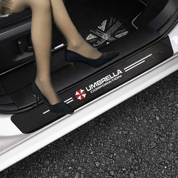  4 adet Umbrella Corporation için Araba Sticker Karbon Fiber Oto Kapı Eşik Şerit Volkswagen Polo Golf Audi A3 Odak 2 Araba Aksesuarları