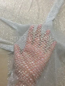  5 metre yeni armürlü bzh08 # renk 26-074 armürlü nokta el baskı glitter örgü tül dantel kumaş testere için düğün elbisesi