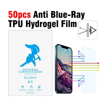  50 Adet Anti Blue-ray Hidrojel Film Yeni mavi ışık Nano Ekran Koruyucu Sıvı Ekran TPU Evrensel HD Film Kesme Makinası
