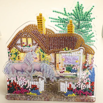  5D DİY Elmas Boyama Çapraz Dikiş Çocuk Akrilik Sanat Mozaik gül yaprağı Shoppe Ev At Hayvanlar Çocuklar İçin Sevimli Hediye
