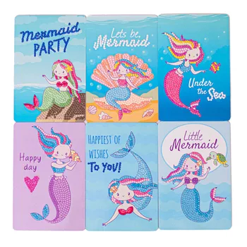 6 Adet / takım Yeni Karton Elmas Boyama Çocuklar İçin Mermaid Desen Elmas Sanat El Sanatları Braketi İle Bulmaca hediye çocuklar için