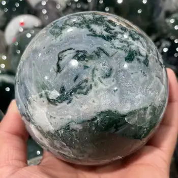 60-90mm Doğal yosun sucul akik kuvars kristal küre topu şifa çakra dekorasyon