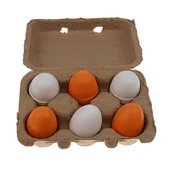  6x Ahşap Yumurta Sarısı Mutfak Gıda Pişirme Bebek Oyuncak Hediye Seti