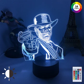  Akrilik 3D Oyun Lambası ateşli silah Duman Billy Bob Gece Lambası Lamba Heykelcik Aydınlatma Yatak Odası İçin karikatür ışık Ev dekor lambası Hediye