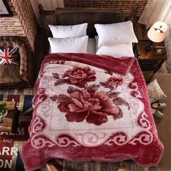  Alherff Marka Çin Sıcak Raşel Battaniye 2PLY Kadife Pazen Yatak Örtüsü Çiçek Kabartmalı Dikdörtgen Battaniye Yatak 2.1 kg Yeni
