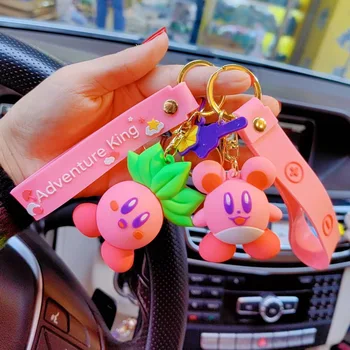  Anime Yıldız Kirby Araba Anahtarlık Kolye Kadın Sevimli Çift çanta anahtarlığı Kolye Karikatür Noel doğum günü hediyesi Arkadaşlar için