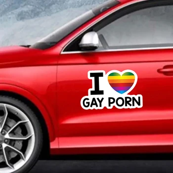  Araba Çıkartmaları Su Geçirmez Gökkuşağı Çıkartmaları Seviyorum Eşcinsel Porno Seksi PVC Çıkartması Dekoratif Sticker Motosiklet Oto Araba Aksesuarları