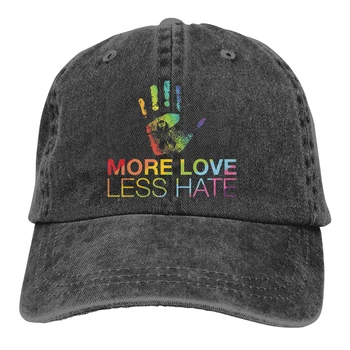  Ayarlanabilir düz renk beyzbol şapkası Daha Fazla Aşk Daha Az Nefret Yıkanmış Pamuk LGBT transseksüel Spor Kadın Şapka