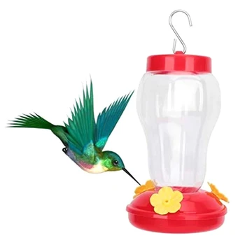  Açık Plastik Çiçek Kuş Besleyici Demir Kanca ile Plastik Kuş Su Tiryakisi Şişe Asılı Sinek Kuşu Besleyici Bahçe