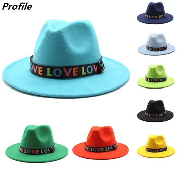  AŞK fedora şapka düz şapka Panama mektup aksesuarları dokulu şapka erkek caz şapka kilise silindir şapka bayanlar şapka erkekler гльпаченская