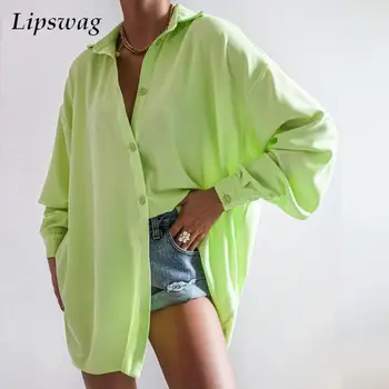  Bahar Sonbahar Rahat Gevşek Bluz Gömlek Kadın Zarif Düğme Tek göğüslü Üstleri Blusa Moda Uzun Kollu Turn - aşağı Yaka Gömlek