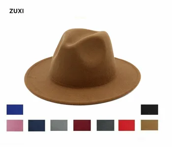  Basit kovboy şapkası Unisex Fedora Caz Şapka Yün Malzeme Tasarımları Fötr Parti Resmi Panama Kap Elbise Şapka Beyefendi Düğün Şapka